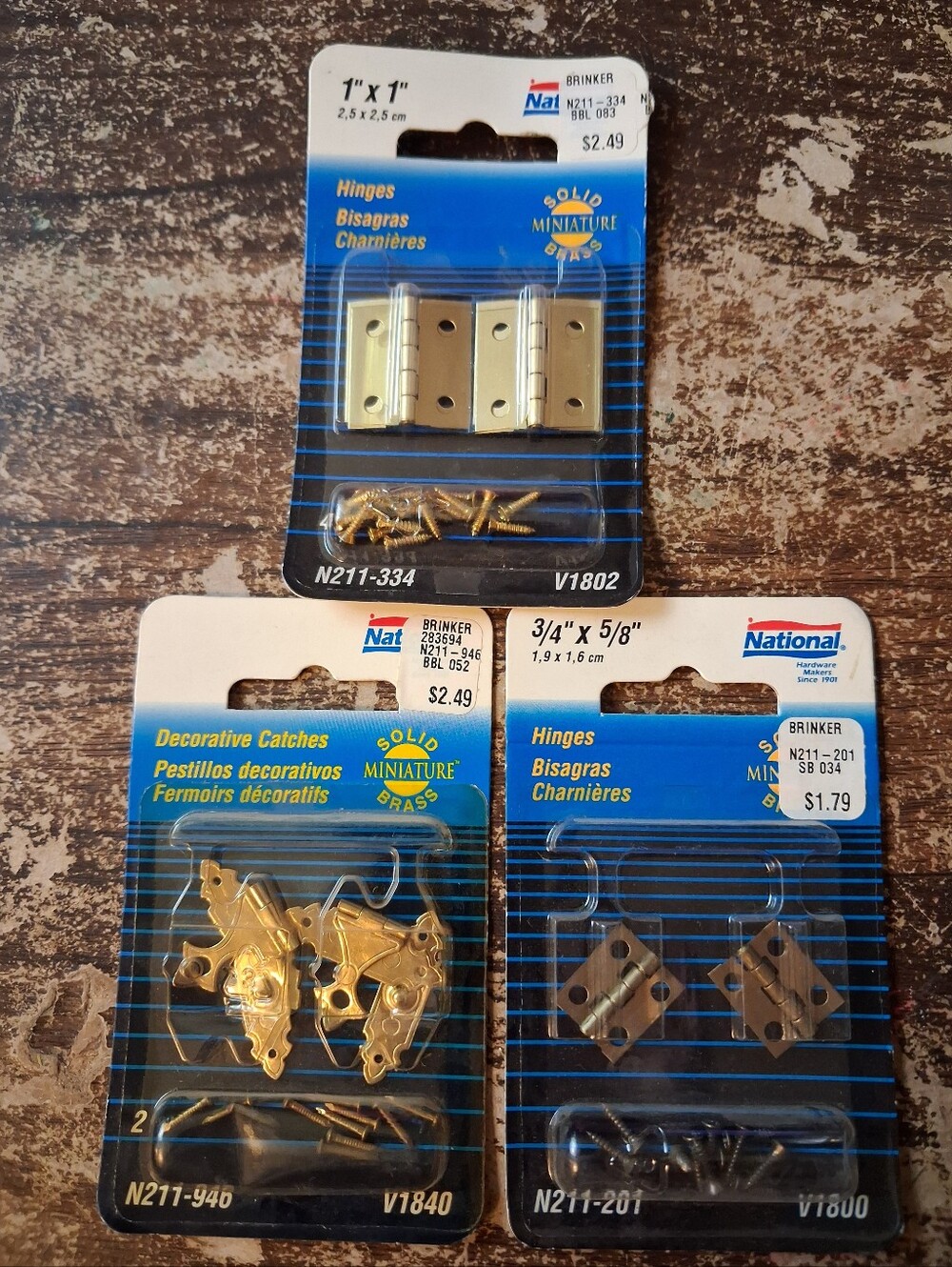 Solid Brass Miniature Hinges And Catches